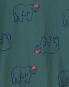 Gar&ccedil;ons - T-shirt manches longues &agrave; motif ourson - Vert, image 2 sur 2 diapositives