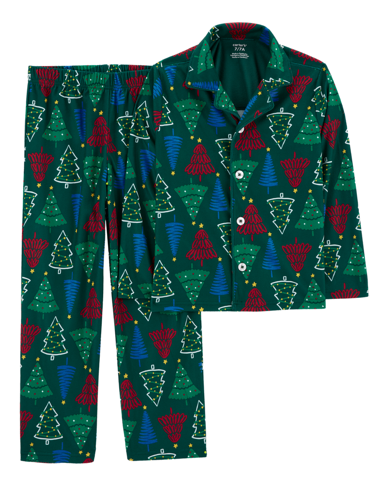 Kid 2-Piece Christmas Tree Fleece Coat Style Pyjamas, image 1 of 2 slides