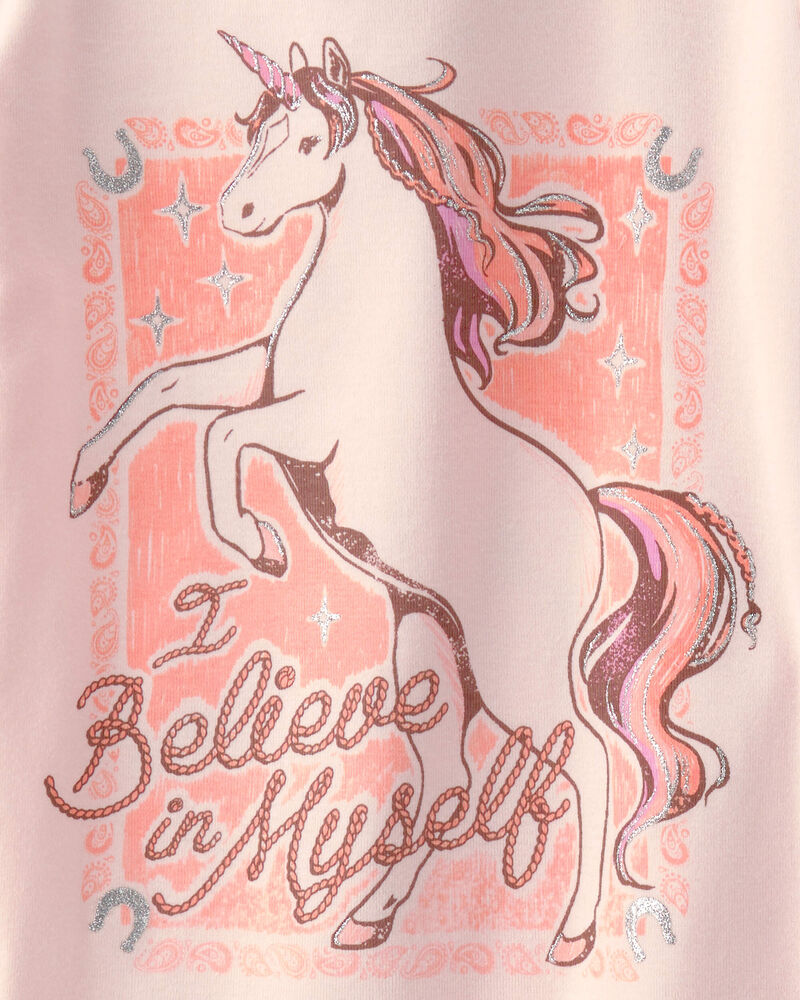 Girls Unicorn 100% Cotton Snug Fit 4-Piece Pyjama Set - Pink, image 4 of 5 slides