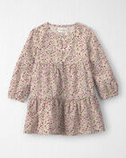 Toddler Girl Organic Cotton Dobby Dress in Floral, image 1 of 4 slides