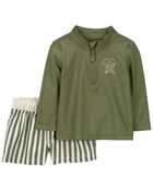 Baby 2-Piece Long-Sleeve Rashguard & Swim Trunks Set, image 1 of 4 slides