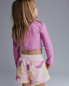 Tout-petit fille - Maillot dermoprotecteur &eacute;court&eacute; &agrave; manches longues &agrave; imprim&eacute; tropical - Mauve/Rose, image 4 sur 6 diapositives