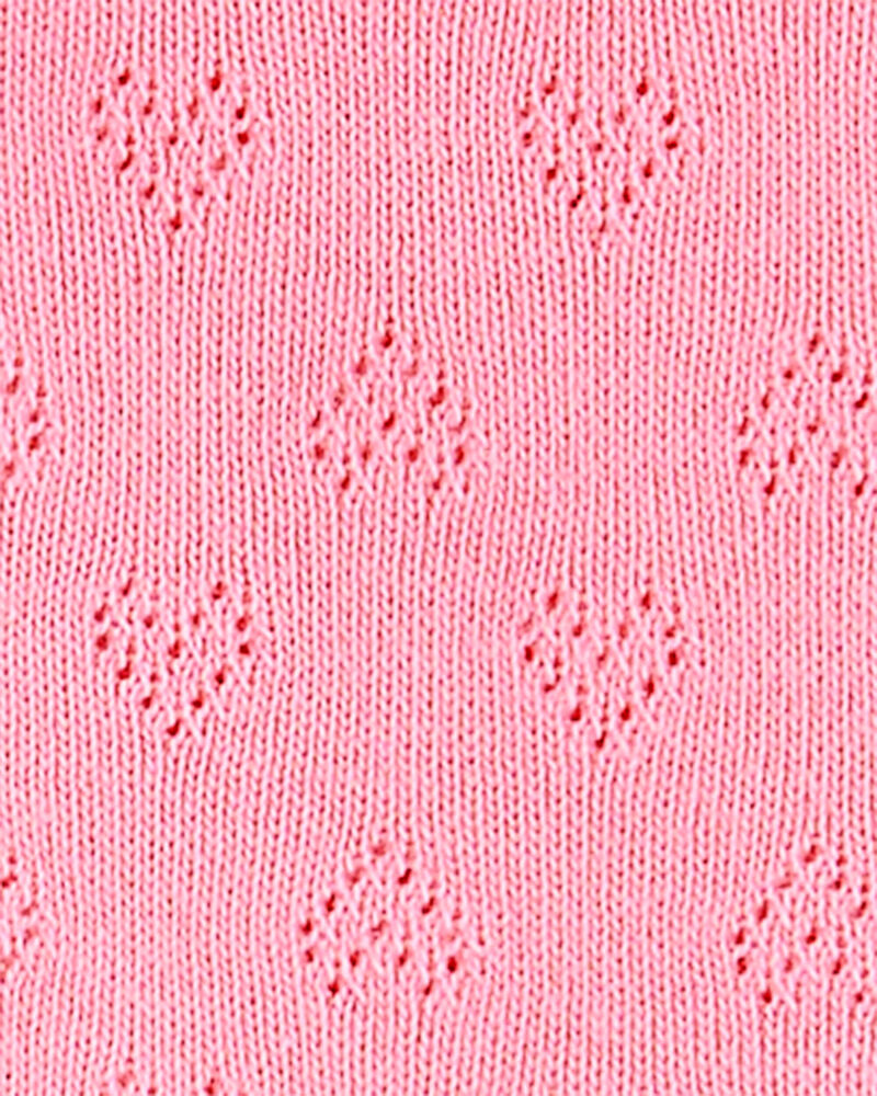 Baby Girl 3-Piece Pointelle Heart Outfit Set - Pink, image 2 of 3 slides