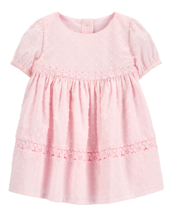 Baby Textured Babydoll Dress- Pink, 