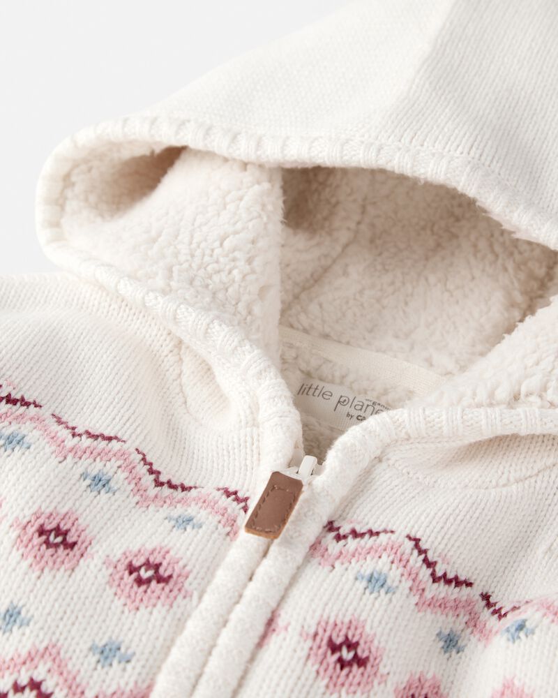 Toddler Girl Organic Cotton Fair Isle Sweater Knit, image 3 of 4 slides