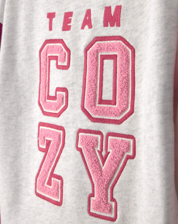 Toddler Girl 'Team Cozy' French Terry Pullover Sweatshirt - Pink/Cream, 