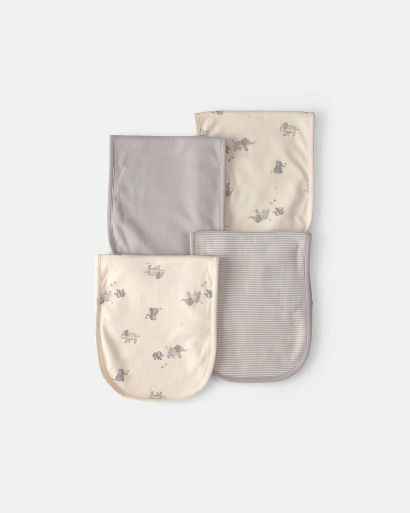 Baby 4-Pack Elephant Burp Cloths, image 1 of 2 slides