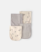 Baby 4-Pack Elephant Burp Cloths, image 1 of 2 slides