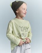Toddler Snow Ball Fight!' Long-Sleeve Pocket Graphic Tee - Lime, image 5 of 6 slides
