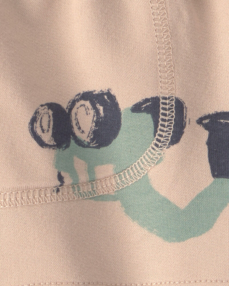 Baby Boy Construction French Terry Shorts - Tan, image 3 of 4 slides