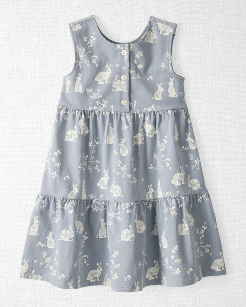 Toddler Organic Cotton Bunny-Print Dress, image 1 of 5 slides