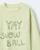 Toddler Snow Ball Fight!' Long-Sleeve Pocket Graphic Tee - Lime, image 6 of 6 slides