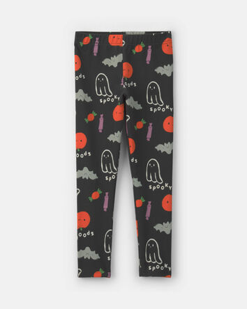 Girls Halloween Pull-On Stretch Leggings - Black, 
