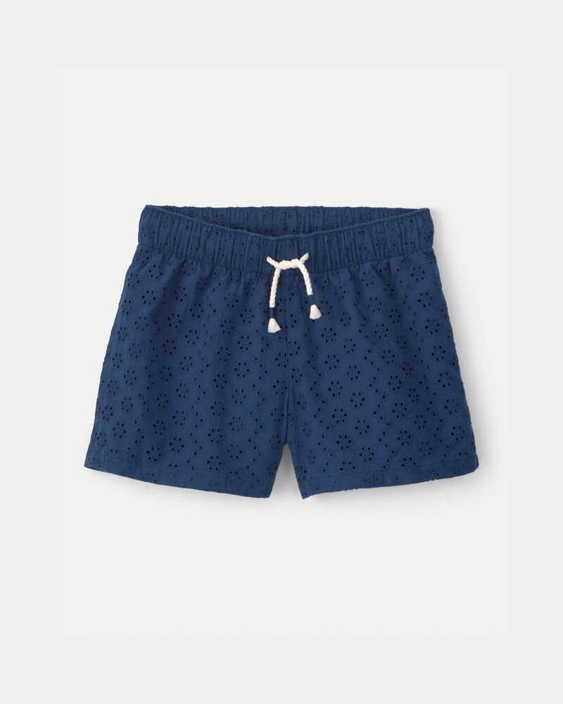 Girls Eyelet Shorts - Navy Blue, image 1 of 4 slides