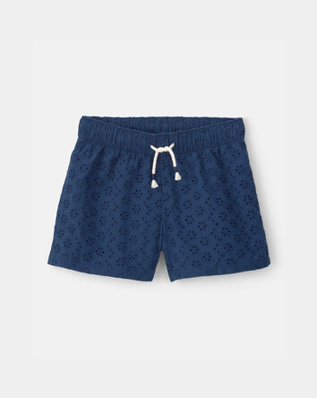 Filles - Short &agrave; motif ajour&eacute; - Bleu, 