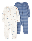 Baby 2-Pack Zip-Up Jumpsuits, image 1 of 6 slides