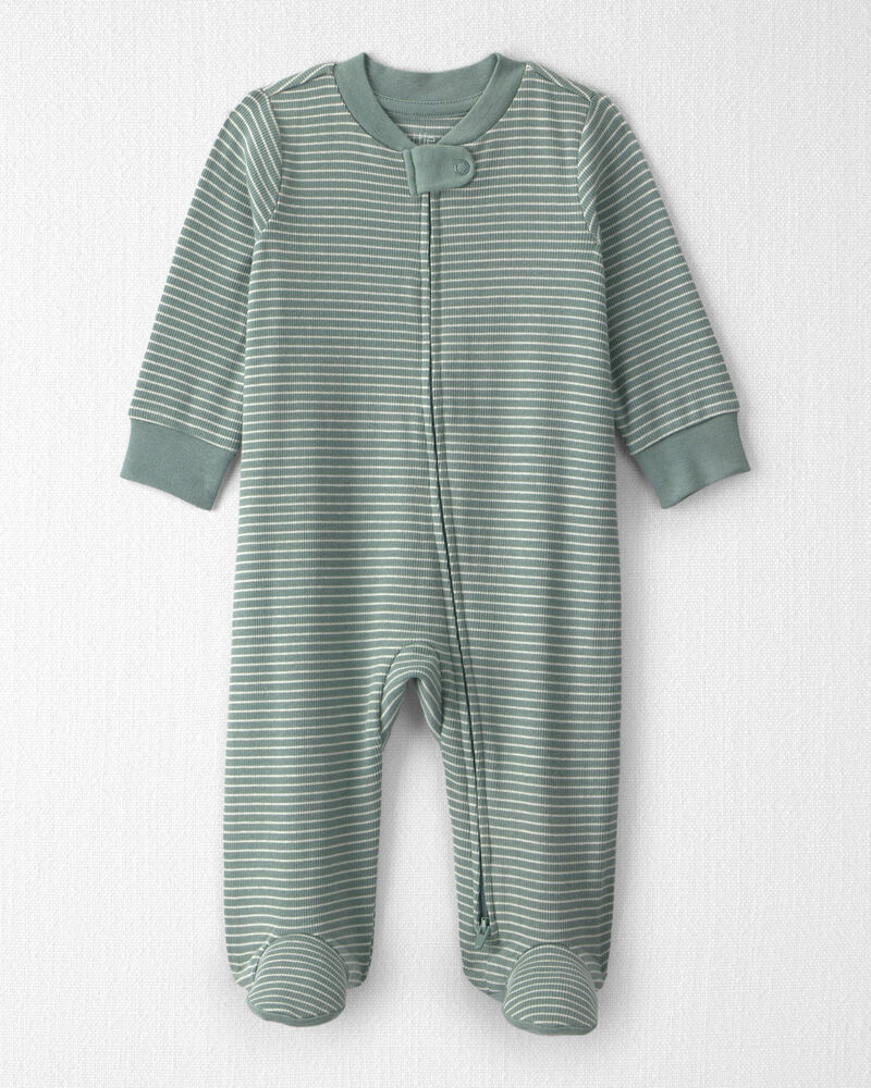 Baby Organic Cotton Ribbed Sleeper in Stripes, image 1 of 5 slides