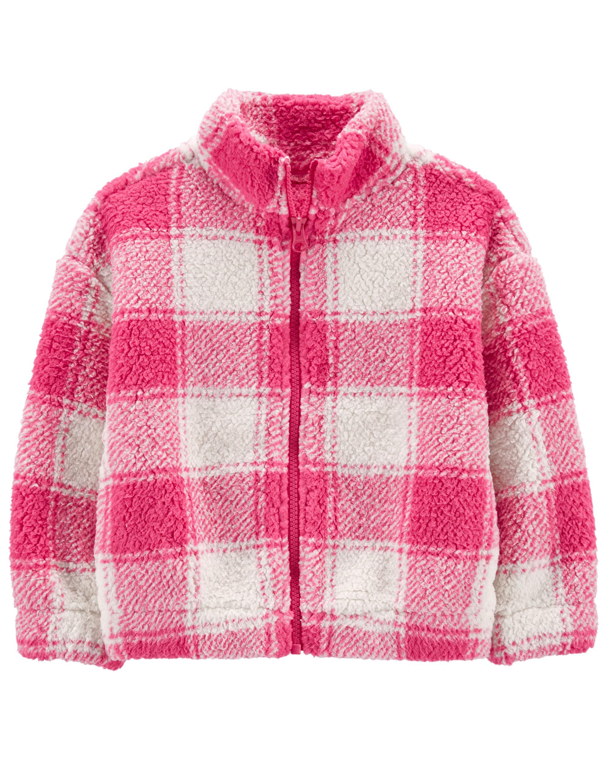 Plaid Zip Up Sherpa Jacket