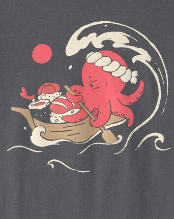 Toddler Boy Sushi Octopus Graphic Tee - Grey, 