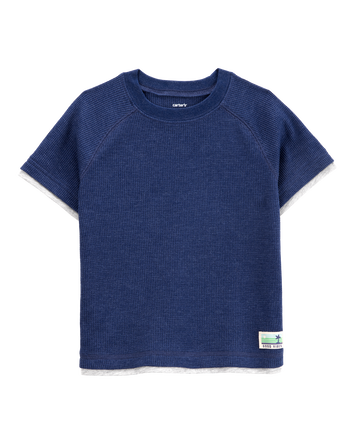 Baby Solid Cotton Blend Short-Sleeve Tee - Navy, 