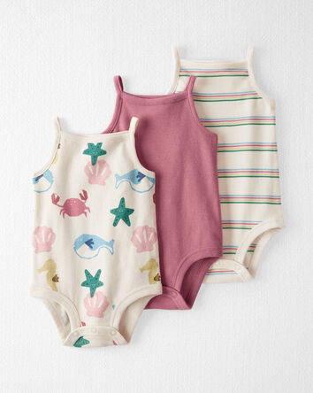 Baby 3-Pack Organic Cotton Halter Bodysuits , 