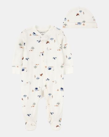 Baby 2-Piece 2-Way Zip Sleeper & Cap Set, 