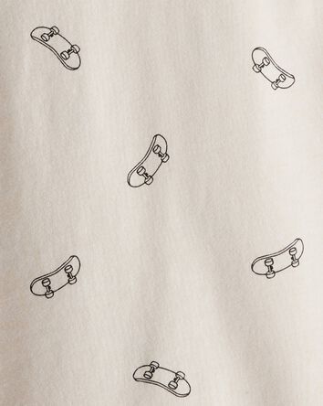 Boys Skateboard Print Long-Sleeve Graphic Tee - Brown, 