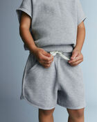 Toddler Waffle Knit Dolphin-Hem Short - Heather Grey, image 1 of 6 slides