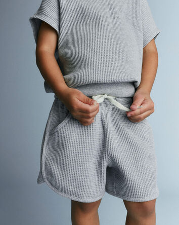 Tout-petit - Short en tricot gaufr&eacute; &agrave; ourlet dauphin - Gris chin&eacute;, 