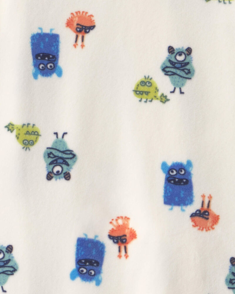 Baby Boy 1-Piece Monster 2-Way Zip DreamPlush Snug Fit Footed Pyjama - Cream, image 4 of 7 slides