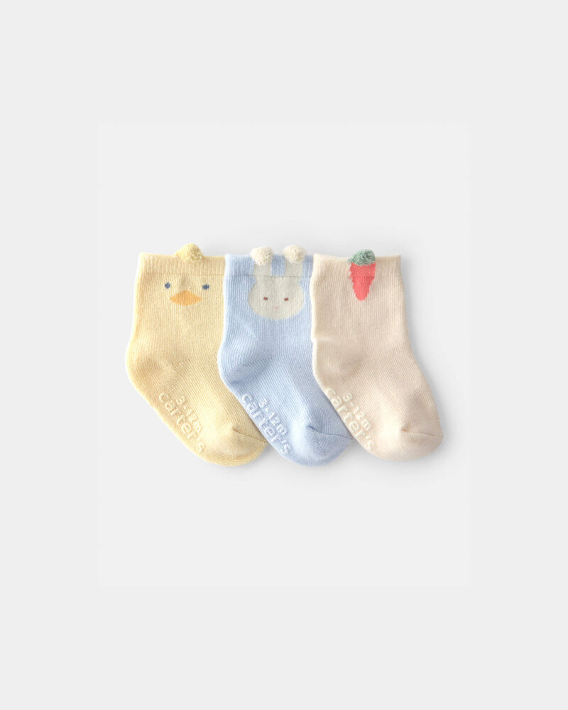 Baby 3-Pack Easter Socks - Yellow/Blue/Ivory, image 1 of 2 slides
