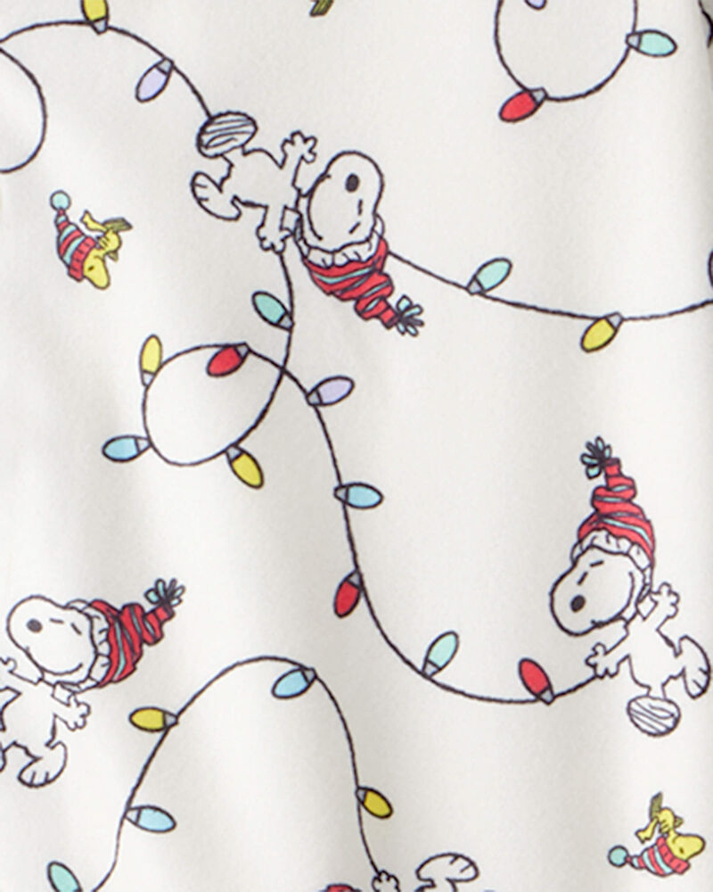 Toddler Peanuts Snoopy Print Fleece Long-Sleeve Loose Fit 2-Piece Pyjamas - White, image 2 of 3 slides