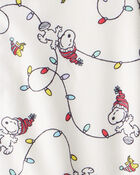 Toddler Peanuts Snoopy Print Fleece Long-Sleeve Loose Fit 2-Piece Pyjamas - White, image 2 of 3 slides