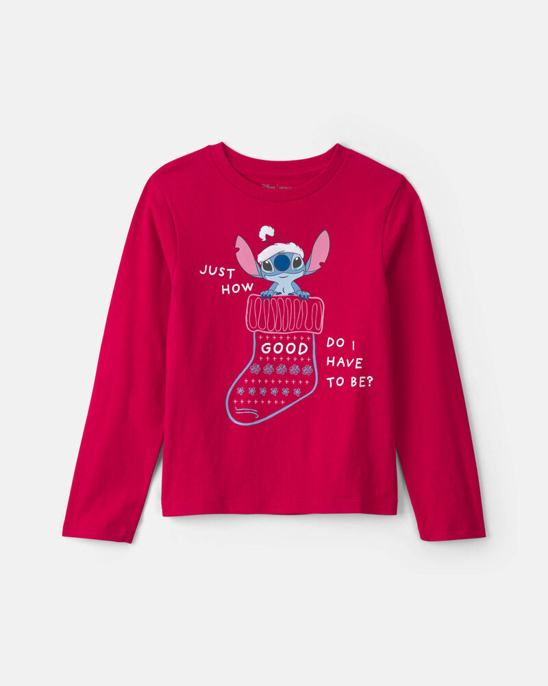 Filles - T-shirt manches longues &agrave; motif Stitch de Disney&copy; &ndash; Rouge, image 1 sur 2 diapositives