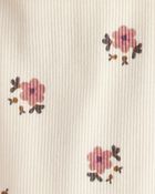 Baby Girl Quilted Quarter-Zip & Floral Legging Set - Cream, image 3 of 4 slides