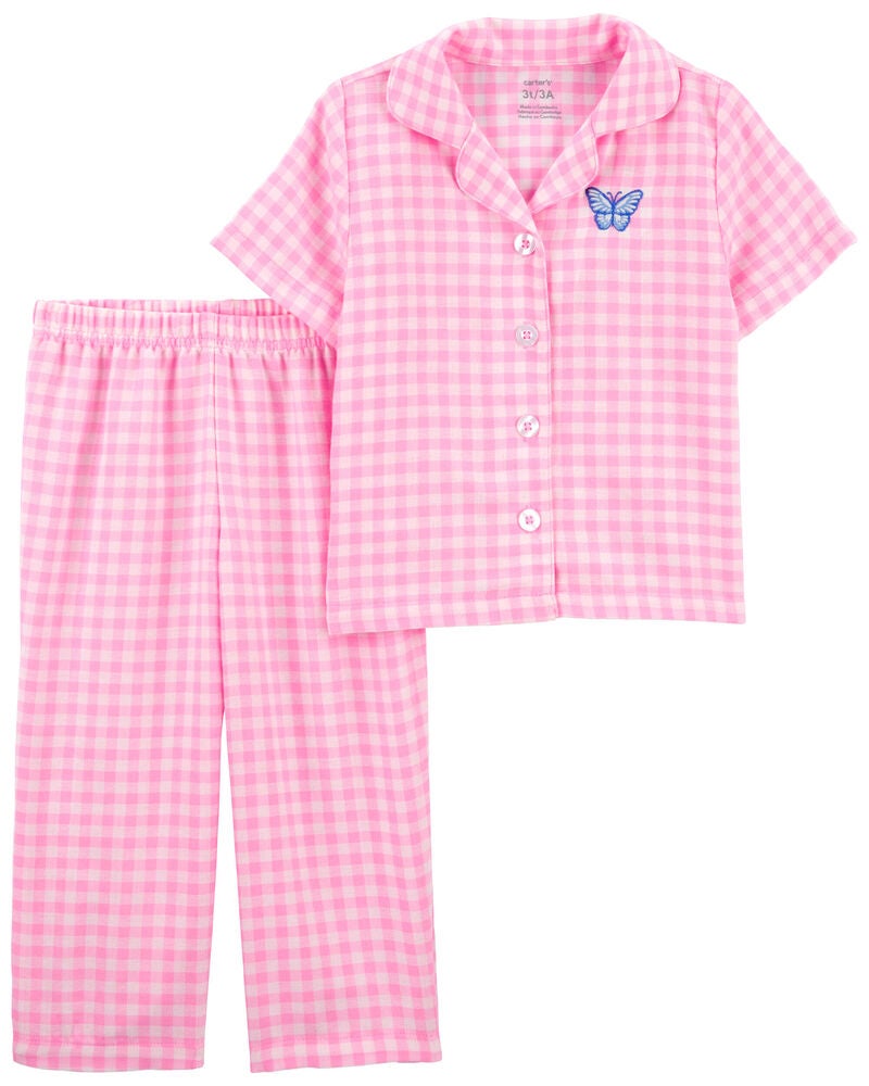 Toddler 2-Piece Plaid Coat Style Pyjamas, image 1 of 3 slides