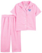 Toddler 2-Piece Plaid Coat Style Pyjamas, image 1 of 3 slides