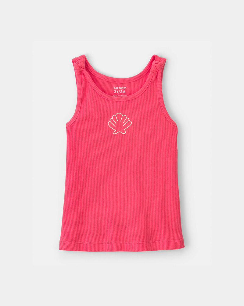 Toddler Girl Shell Ribbed Tank Top - Orange, image 1 of 3 slides
