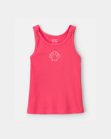 Toddler Girl Shell Ribbed Tank Top - Orange, 