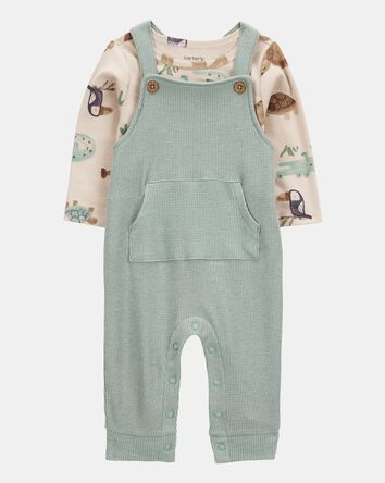 Baby 2-Piece Long-Sleeve Tee & Thermal Coverall Set, 