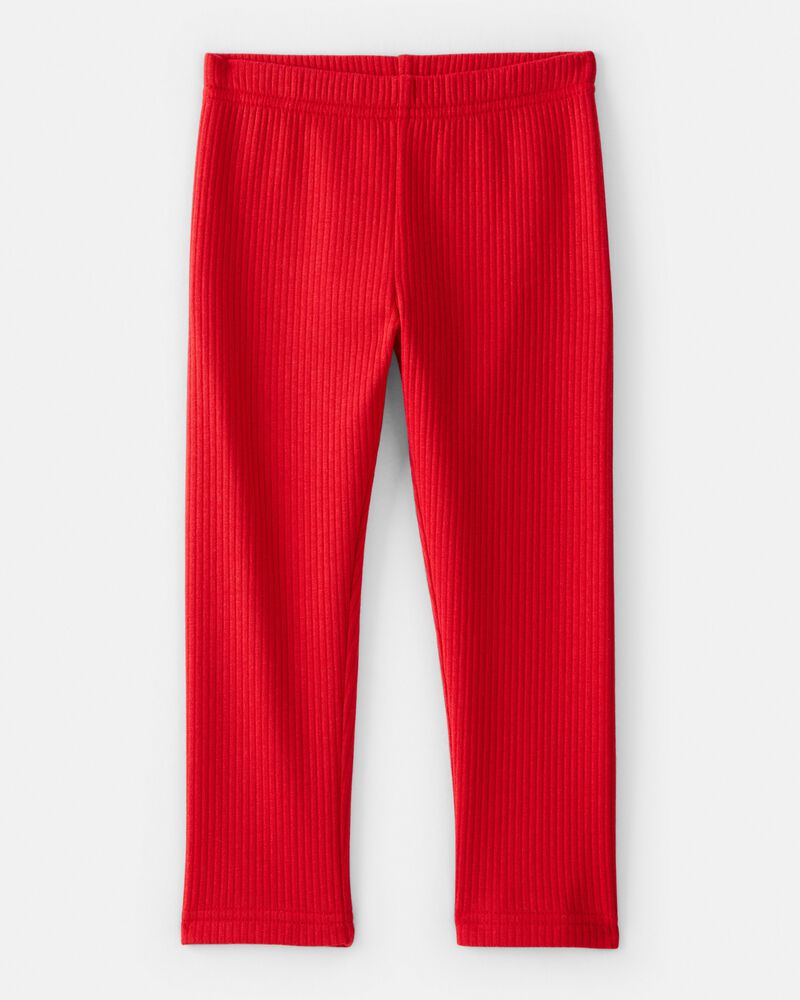 Toddler Girl Pull-On Stretch Rib Leggings - Red, image 1 of 4 slides