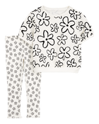 Bébé Ensemble 2 pièces haut à fleurs et pantalon - Blanc/Noir, image 1 sur 3 diapositives