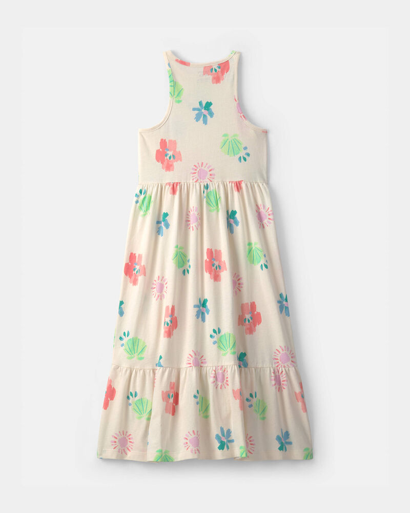Filles - Robe longue sans manches &agrave; motif de fleurs tropicales - Ivoire, image 2 sur 3 diapositives