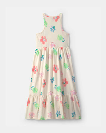 Filles - Robe longue sans manches &agrave; motif de fleurs tropicales - Ivoire, 