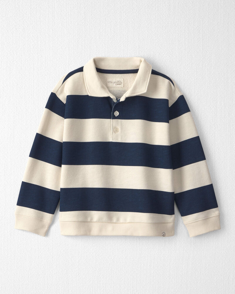 Tout-petit gar&ccedil;on - Polo &agrave; rayures rugby en jersey bouclette de coton biologique, image 1 sur 3 diapositives
