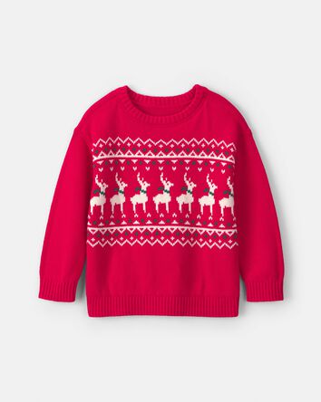 Tout-petit gar&ccedil;on - Chandail jacquard &agrave; motif renne &ndash; Rouge, 