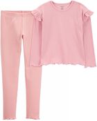 Kid 2-Piece Long-Sleeve Ribbed Top & Leggings Set, image 1 of 6 slides