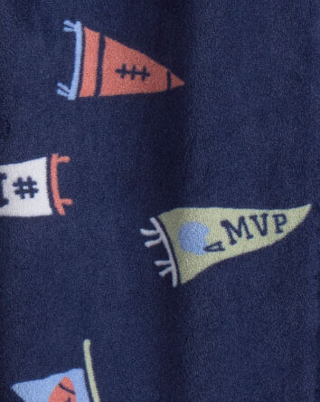 Toddler Boy 1-Piece 'MVP' Fleece Footie Pyjama - Navy, 