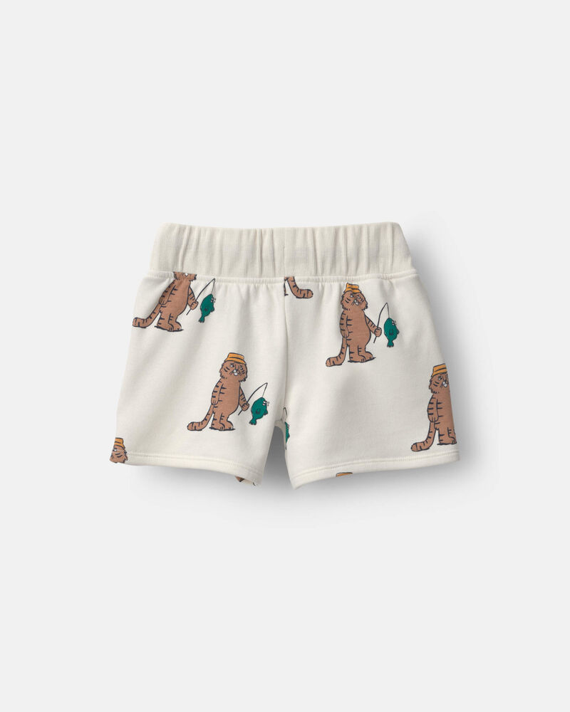 Toddler City Park&trade; Short in Fishing Tiger Print - Cream, image 5 of 6 slides