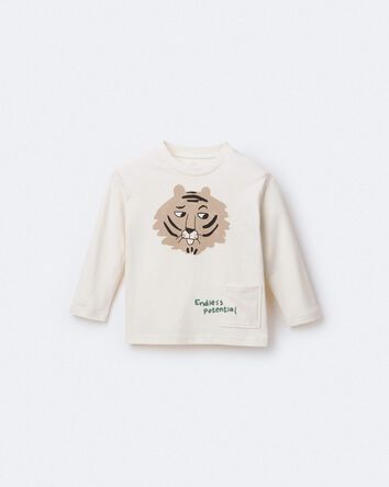 Tout-petit - T-shirt &agrave; manches longues avec imprim&eacute; - Cr&egrave;me, 